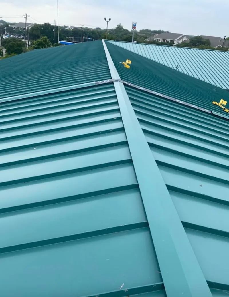 Green commercial metal roof ridge and valley for Metal Roof Repair in Mill Valley